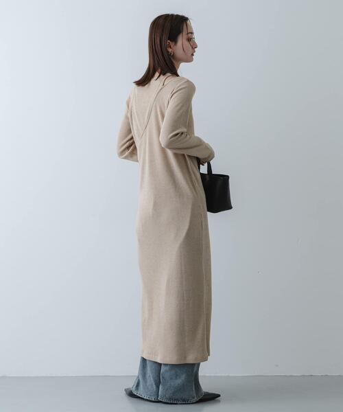 SENSE OF PLACE by URBAN RESEARCH（センスオブプレイスバイアーバンリサーチ）の「レイヤードデザインリブワンピース（ワンピース・レディース・ライトグレー/チャコールグレー/ベージュ・ONE/S）」の9枚目の写真