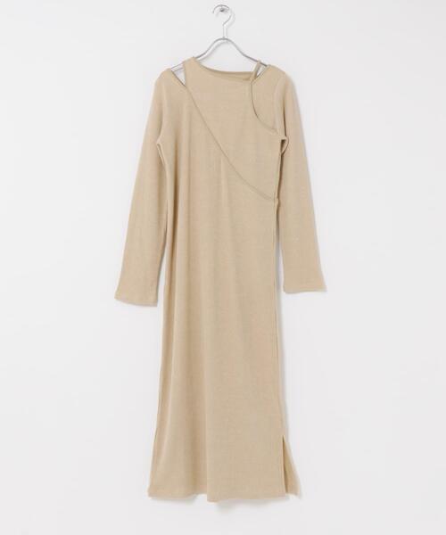 SENSE OF PLACE by URBAN RESEARCH（センスオブプレイスバイアーバンリサーチ）の「レイヤードデザインリブワンピース（ワンピース・レディース・ライトグレー/チャコールグレー/ベージュ・ONE/S）」の10枚目の写真