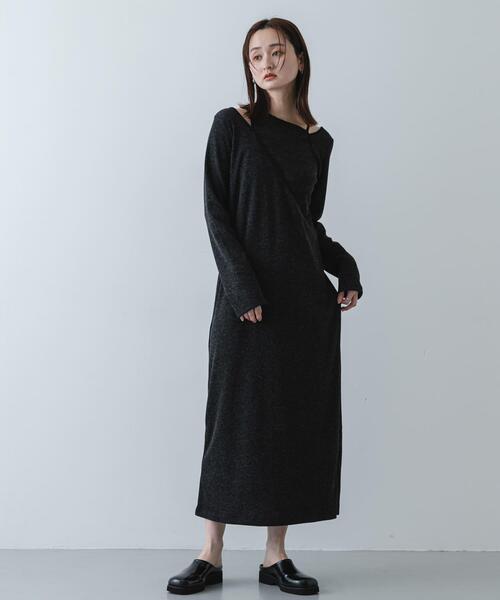 SENSE OF PLACE by URBAN RESEARCH（センスオブプレイスバイアーバンリサーチ）の「レイヤードデザインリブワンピース（ワンピース・レディース・ライトグレー/チャコールグレー/ベージュ・ONE/S）」の14枚目の写真