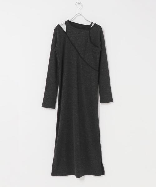 SENSE OF PLACE by URBAN RESEARCH（センスオブプレイスバイアーバンリサーチ）の「レイヤードデザインリブワンピース（ワンピース・レディース・ライトグレー/チャコールグレー/ベージュ・ONE/S）」の17枚目の写真