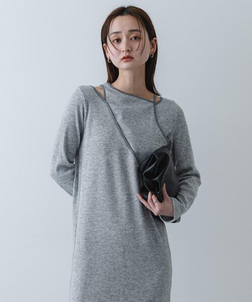 SENSE OF PLACE by URBAN RESEARCH（センスオブプレイスバイアーバンリサーチ）の「レイヤードデザインリブワンピース（ワンピース・レディース・ライトグレー/チャコールグレー/ベージュ・ONE/S）」の19枚目の写真