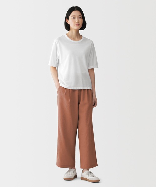 無印良品(ムジルシリョウヒン)の「婦人 強撚天竺編みクルーネック半袖Tシャツ(Tシャツ/カットソー・レディース・ブルー系/ホワイト/ライトブルー/ライトピンク/ブラック・S/M/L/XL)」の17枚目の写真