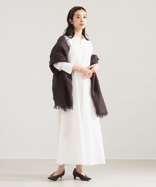 Demi-Luxe BEAMS（デミルクス ビームス）の「コットンナイロン フレア シャツワンピース（ワンピース・レディース・ブラック/ホワイト・ONE SIZE）」の3枚目の写真