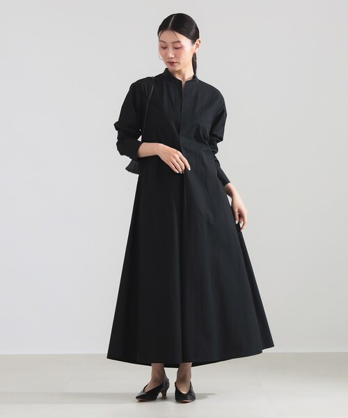 Demi-Luxe BEAMS（デミルクス ビームス）の「コットンナイロン フレア シャツワンピース（ワンピース・レディース・ブラック/ホワイト・ONE SIZE）」の7枚目の写真