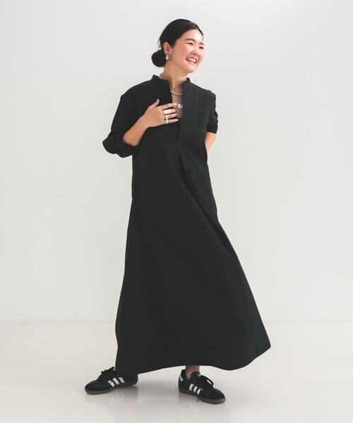 Demi-Luxe BEAMS（デミルクス ビームス）の「コットンナイロン フレア シャツワンピース（ワンピース・レディース・ブラック/ホワイト・ONE SIZE）」の10枚目の写真