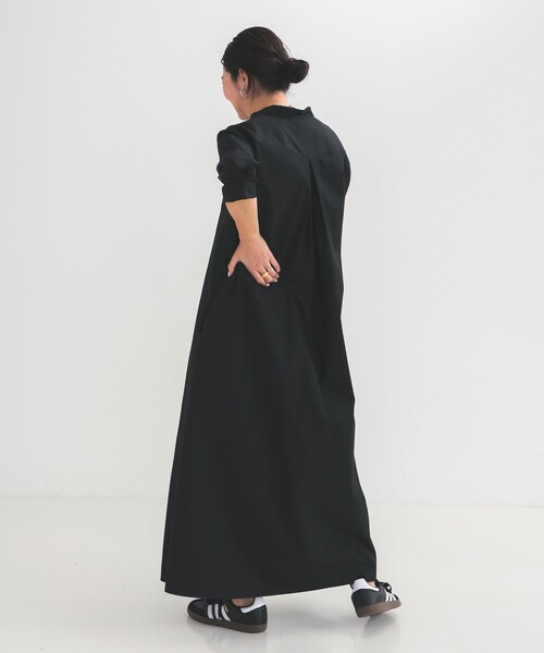 Demi-Luxe BEAMS（デミルクス ビームス）の「コットンナイロン フレア シャツワンピース（ワンピース・レディース・ブラック/ホワイト・ONE SIZE）」の11枚目の写真