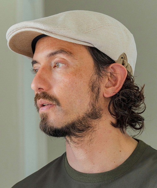 CAMBIO（カンビオ）の「mko13428- Loosely Woven Hunting Cap ハンチング(NF-261-BO019)（ハンチング/ベレー帽・メンズ・ベージュ/ブラック/ナチュラル・FREE）」の6枚目の写真