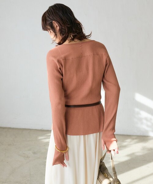 RIVE DROITE（リヴドロワ）の「【抜け感】ZIPリブニットカーディガン（カーディガン/ボレロ・レディース・カーキ/オレンジ・FREE）」の18枚目の写真