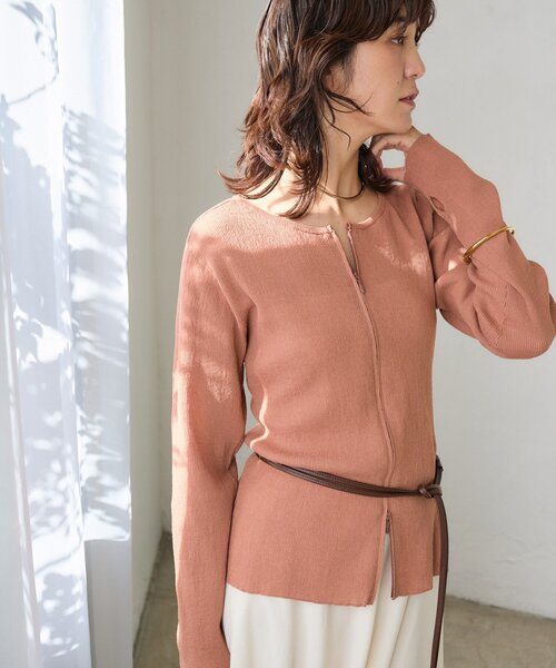 RIVE DROITE（リヴドロワ）の「【抜け感】ZIPリブニットカーディガン（カーディガン/ボレロ・レディース・カーキ/オレンジ・FREE）」の19枚目の写真