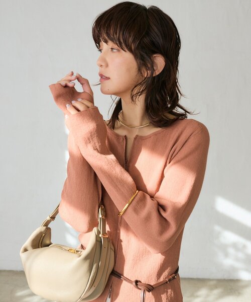 RIVE DROITE（リヴドロワ）の「【抜け感】ZIPリブニットカーディガン（カーディガン/ボレロ・レディース・カーキ/オレンジ・FREE）」の20枚目の写真