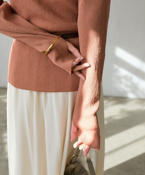 RIVE DROITE（リヴドロワ）の「【抜け感】ZIPリブニットカーディガン（カーディガン/ボレロ・レディース・カーキ/オレンジ・FREE）」の10枚目の写真