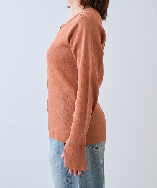 RIVE DROITE（リヴドロワ）の「【抜け感】ZIPリブニットカーディガン（カーディガン/ボレロ・レディース・カーキ/オレンジ・FREE）」の3枚目の写真