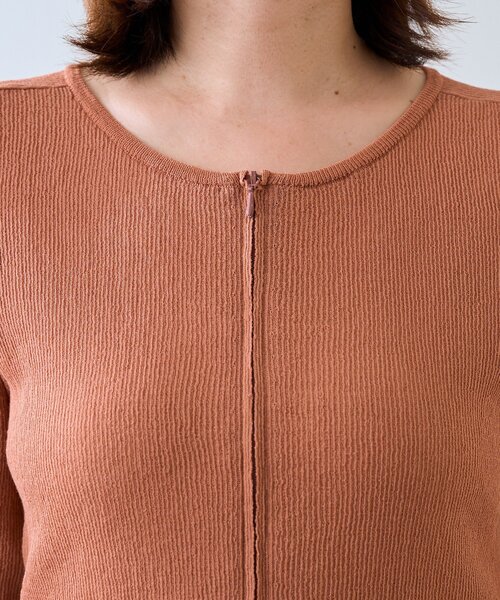 RIVE DROITE（リヴドロワ）の「【抜け感】ZIPリブニットカーディガン（カーディガン/ボレロ・レディース・カーキ/オレンジ・FREE）」の5枚目の写真