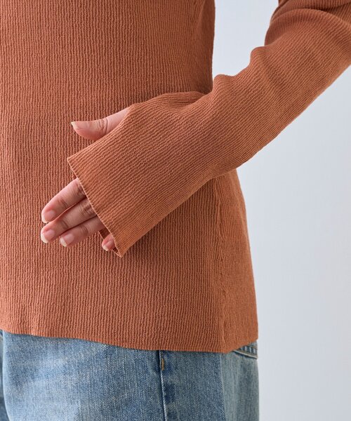 RIVE DROITE（リヴドロワ）の「【抜け感】ZIPリブニットカーディガン（カーディガン/ボレロ・レディース・カーキ/オレンジ・FREE）」の6枚目の写真