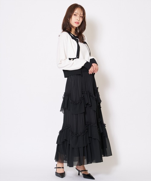 AND COUTURE(アンドクチュール)の「バイカラーニットアンサンブル(カーディガン/ボレロ・レディース・オフホワイト/ネイビー/ピンク/グリーン・FREE)」の18枚目の写真
