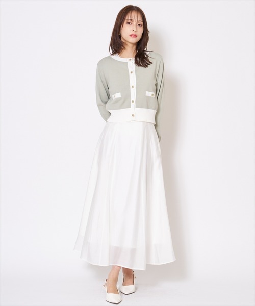 AND COUTURE(アンドクチュール)の「バイカラーニットアンサンブル(カーディガン/ボレロ・レディース・オフホワイト/ネイビー/ピンク/グリーン・FREE)」の20枚目の写真