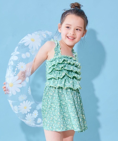 devirock(デビロック)の「ティアードフリル UVカット ワンピース風セパレート水着(水着・キッズ・ライラック/サックスブルー/グリーン系その他/パープル系その他・160cm/150cm/140cm/130cm/120cm/110cm/100cm)」の2枚目の写真