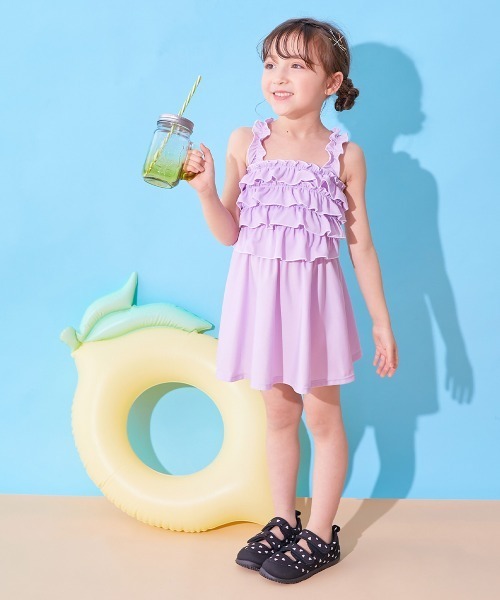 devirock(デビロック)の「ティアードフリル UVカット ワンピース風セパレート水着(水着・キッズ・ライラック/サックスブルー/グリーン系その他/パープル系その他・160cm/150cm/140cm/130cm/120cm/110cm/100cm)」の6枚目の写真