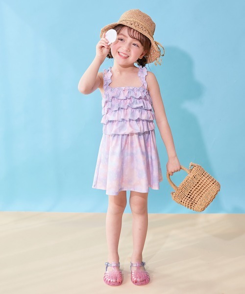 devirock(デビロック)の「ティアードフリル UVカット ワンピース風セパレート水着(水着・キッズ・ライラック/サックスブルー/グリーン系その他/パープル系その他・160cm/150cm/140cm/130cm/120cm/110cm/100cm)」の7枚目の写真