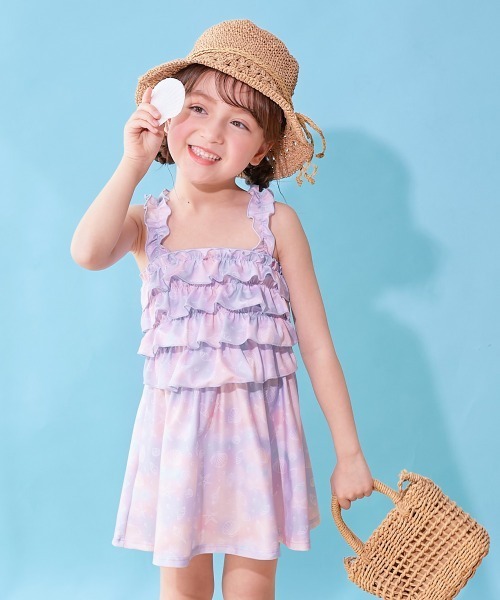 devirock(デビロック)の「ティアードフリル UVカット ワンピース風セパレート水着(水着・キッズ・ライラック/サックスブルー/グリーン系その他/パープル系その他・160cm/150cm/140cm/130cm/120cm/110cm/100cm)」の9枚目の写真