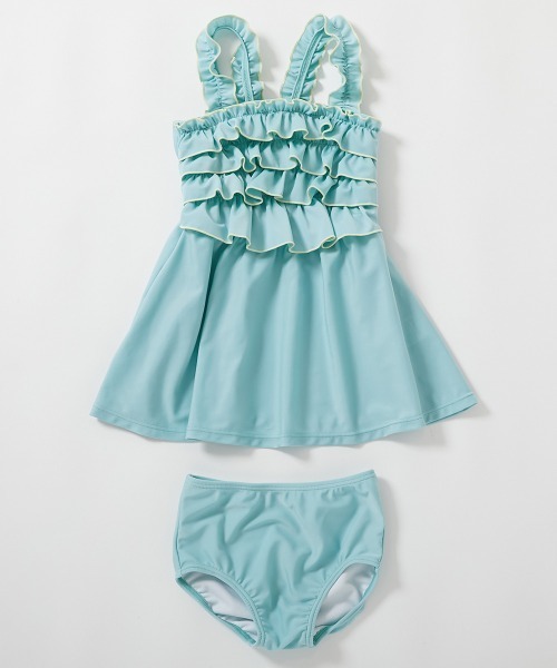 devirock(デビロック)の「ティアードフリル UVカット ワンピース風セパレート水着(水着・キッズ・ライラック/サックスブルー/グリーン系その他/パープル系その他・160cm/150cm/140cm/130cm/120cm/110cm/100cm)」の15枚目の写真