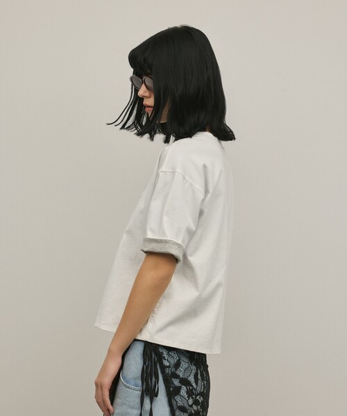 Diagram（ダイアグラム）の「レイヤードロゴＴシャツ（Tシャツ/カットソー・レディース・チャコールグレー/ホワイト/グレー・36）」の16枚目の写真