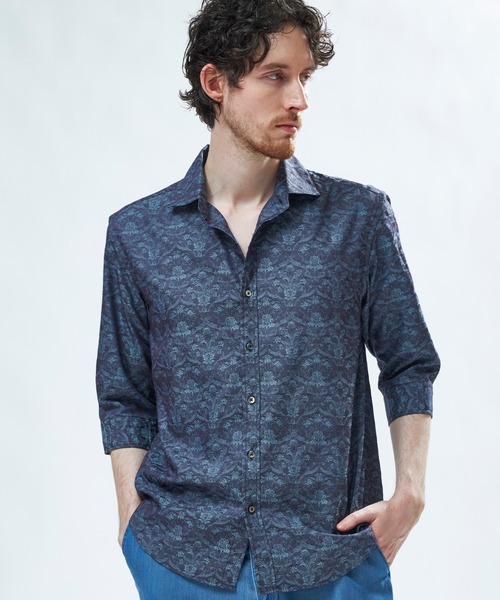 MEN'S BIGI(メンズビギ)の「【LIBERTY/リバティ】フラワージャガード 七分袖シャツ(シャツ/ブラウス・メンズ・ブラウン/ネイビー・03/02/01/04)」の2枚目の写真