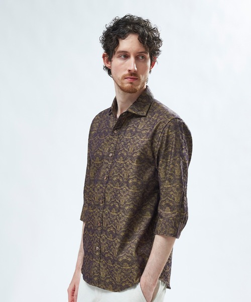 MEN'S BIGI(メンズビギ)の「【LIBERTY/リバティ】フラワージャガード 七分袖シャツ(シャツ/ブラウス・メンズ・ブラウン/ネイビー・03/02/01/04)」の15枚目の写真