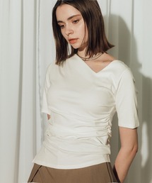 CITY TOKYO | 【CITY TOKYO/シティートウキョウ】Asymmetry Tack Drape Tee/アシンメトリータックドレープTシャツ(Tシャツ/カットソー)