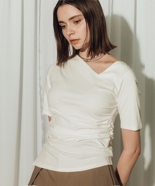 CITY TOKYO/シティートウキョウ】Asymmetry Tack Drape Tee