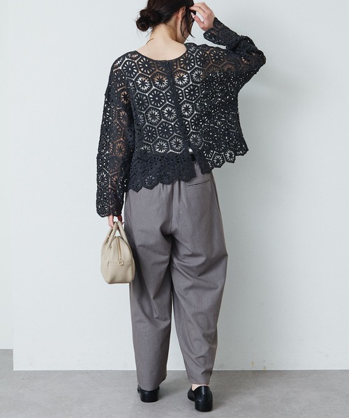 PUAL CE CIN（ピュアルセシン）の「かぎ針編み風2WAYカーディガン（カーディガン/ボレロ・レディース・チャコールグレー/オフホワイト・FREE）」の14枚目の写真