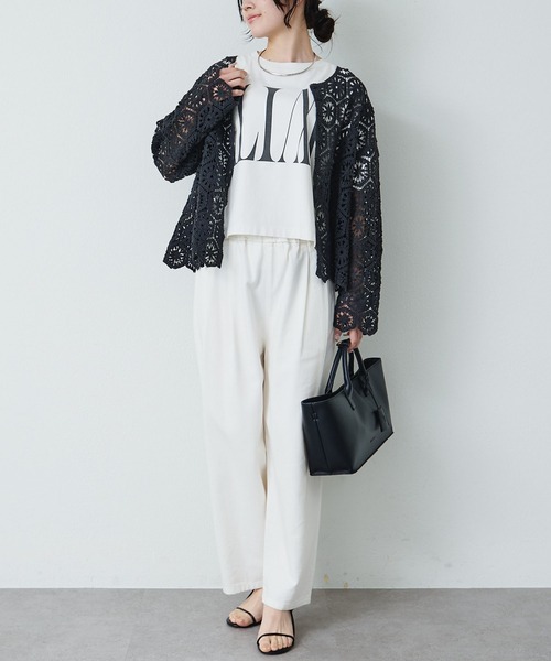 PUAL CE CIN（ピュアルセシン）の「かぎ針編み風2WAYカーディガン（カーディガン/ボレロ・レディース・チャコールグレー/オフホワイト・FREE）」の18枚目の写真