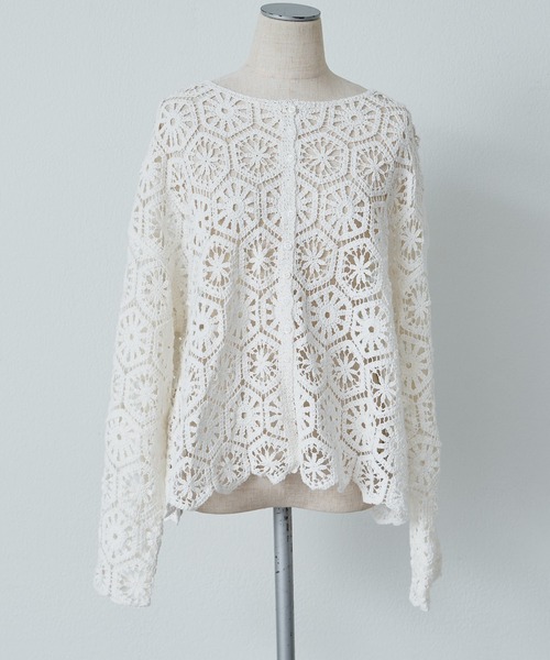 PUAL CE CIN（ピュアルセシン）の「かぎ針編み風2WAYカーディガン（カーディガン/ボレロ・レディース・チャコールグレー/オフホワイト・FREE）」の22枚目の写真