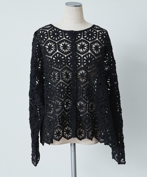 PUAL CE CIN（ピュアルセシン）の「かぎ針編み風2WAYカーディガン（カーディガン/ボレロ・レディース・チャコールグレー/オフホワイト・FREE）」の21枚目の写真