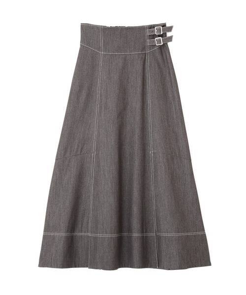 JILL by JILL STUART(ジルバイジルスチュアート)の「バイカラーステッチAラインフレアスカート(スカート・レディース・グレー/ネイビー/ベージュ・MEDIUM/SMALL)」の4枚目の写真