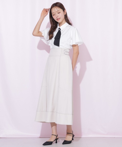 JILL by JILL STUART(ジルバイジルスチュアート)の「バイカラーステッチAラインフレアスカート(スカート・レディース・グレー/ネイビー/ベージュ・MEDIUM/SMALL)」の17枚目の写真