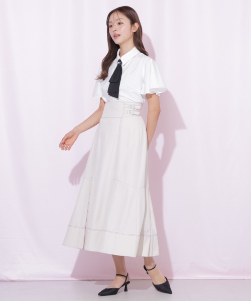 JILL by JILL STUART(ジルバイジルスチュアート)の「バイカラーステッチAラインフレアスカート(スカート・レディース・グレー/ネイビー/ベージュ・MEDIUM/SMALL)」の21枚目の写真