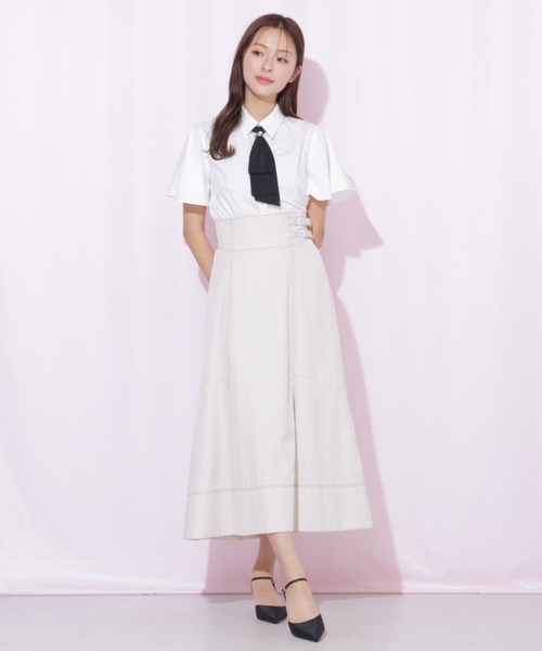 JILL by JILL STUART(ジルバイジルスチュアート)の「バイカラーステッチAラインフレアスカート(スカート・レディース・グレー/ネイビー/ベージュ・MEDIUM/SMALL)」の15枚目の写真