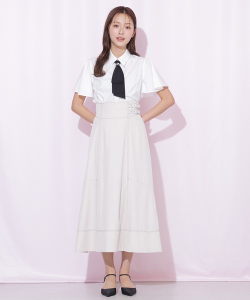 JILL by JILL STUART(ジルバイジルスチュアート)の「バイカラーステッチAラインフレアスカート(スカート・レディース・グレー/ネイビー/ベージュ・MEDIUM/SMALL)」の20枚目の写真