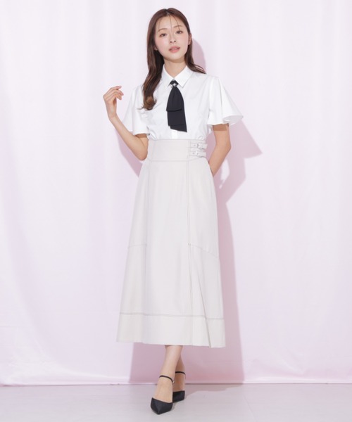 JILL by JILL STUART(ジルバイジルスチュアート)の「バイカラーステッチAラインフレアスカート(スカート・レディース・グレー/ネイビー/ベージュ・MEDIUM/SMALL)」の18枚目の写真