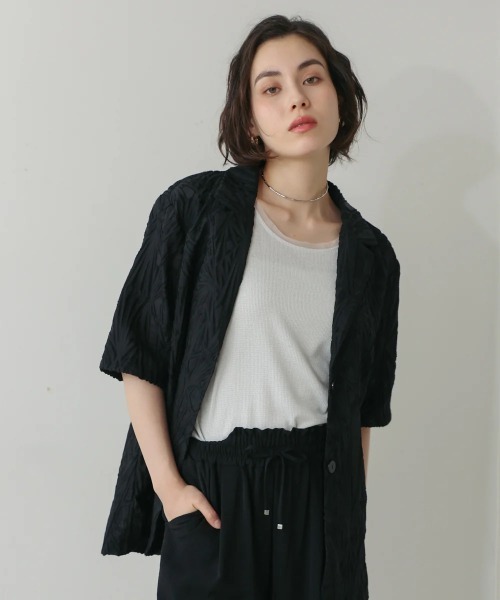 Bou Jeloud(ブージュルード)の「シアーレース五分袖ジャケット(テーラードジャケット・レディース・オフホワイト/ブラック・MEDIUM)」の16枚目の写真