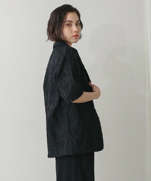 Bou Jeloud(ブージュルード)の「シアーレース五分袖ジャケット(テーラードジャケット・レディース・オフホワイト/ブラック・MEDIUM)」の21枚目の写真