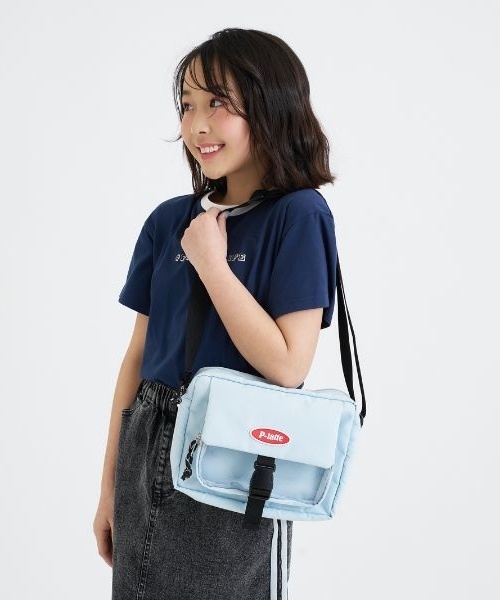 PINK-latte（ピンクラテ）の「ポケットスクエアSD（ショルダーバッグ・キッズ・ブラック/サックスブルー・F）」の14枚目の写真