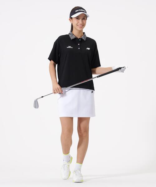 New Balance Golf（ニューバランスゴルフ）の「【new balance golf】半袖 ビッグ ポロシャツ (WOMENS)（ポロシャツ・レディース・ブラック/ホワイト・LARGE/MEDIUM/SMALL）」の4枚目の写真