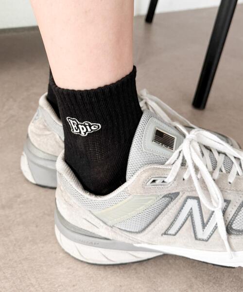 WEGO（ウィゴー）の「WEGO/Epic刺繍ロゴアンクルパイルソックス（ソックス/靴下・メンズ・ブラック/ホワイト・25-27CM）」の7枚目の写真