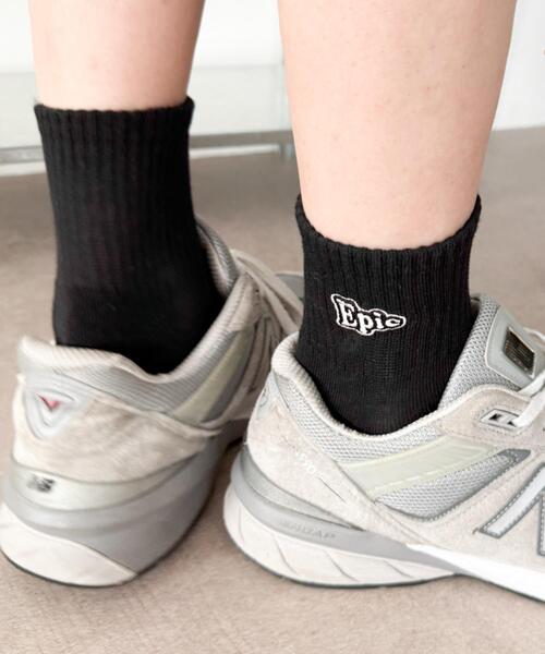 WEGO（ウィゴー）の「WEGO/Epic刺繍ロゴアンクルパイルソックス（ソックス/靴下・メンズ・ブラック/ホワイト・25-27CM）」の9枚目の写真