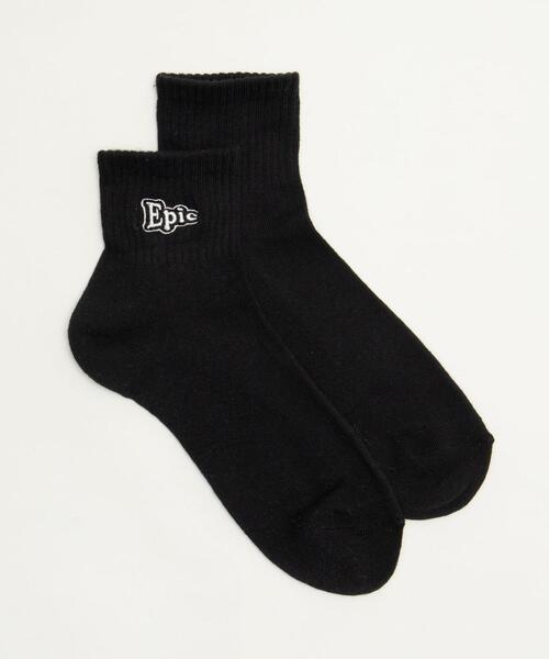 WEGO（ウィゴー）の「WEGO/Epic刺繍ロゴアンクルパイルソックス（ソックス/靴下・メンズ・ブラック/ホワイト・25-27CM）」の3枚目の写真
