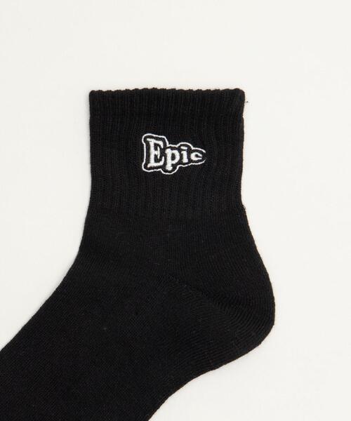 WEGO（ウィゴー）の「WEGO/Epic刺繍ロゴアンクルパイルソックス（ソックス/靴下・メンズ・ブラック/ホワイト・25-27CM）」の6枚目の写真