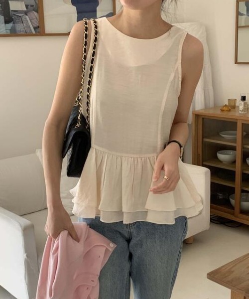 FREE STYLISTS(フリー スタイリスト)の「YUGA_YGMC Frilled tiered blouse(Tシャツ/カットソー・レディース・ブラック/オフホワイト/グレー・FREE)」の20枚目の写真