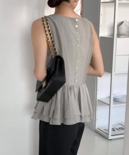 FREE STYLISTS(フリー スタイリスト)の「YUGA_YGMC Frilled tiered blouse(Tシャツ/カットソー・レディース・ブラック/オフホワイト/グレー・FREE)」の14枚目の写真